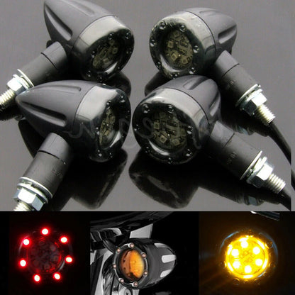 4 Pack Universal Motorcycle Turn Signals Blinker Lights Amber For Suzuki Harley