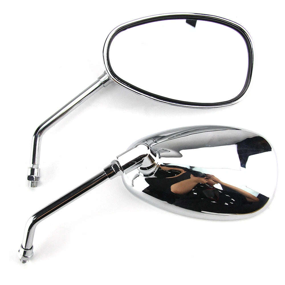 1Pair Chrome Motorcycle Rearview Side mirrors Long Stem For Honda Suzuki Kawaski
