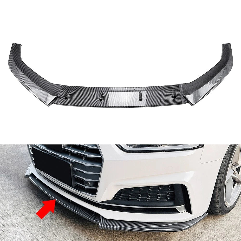 Carbon Fiber Black Front Bumper Lip Splitter Spoiler For Audi A5 S5 F5 2017-2020