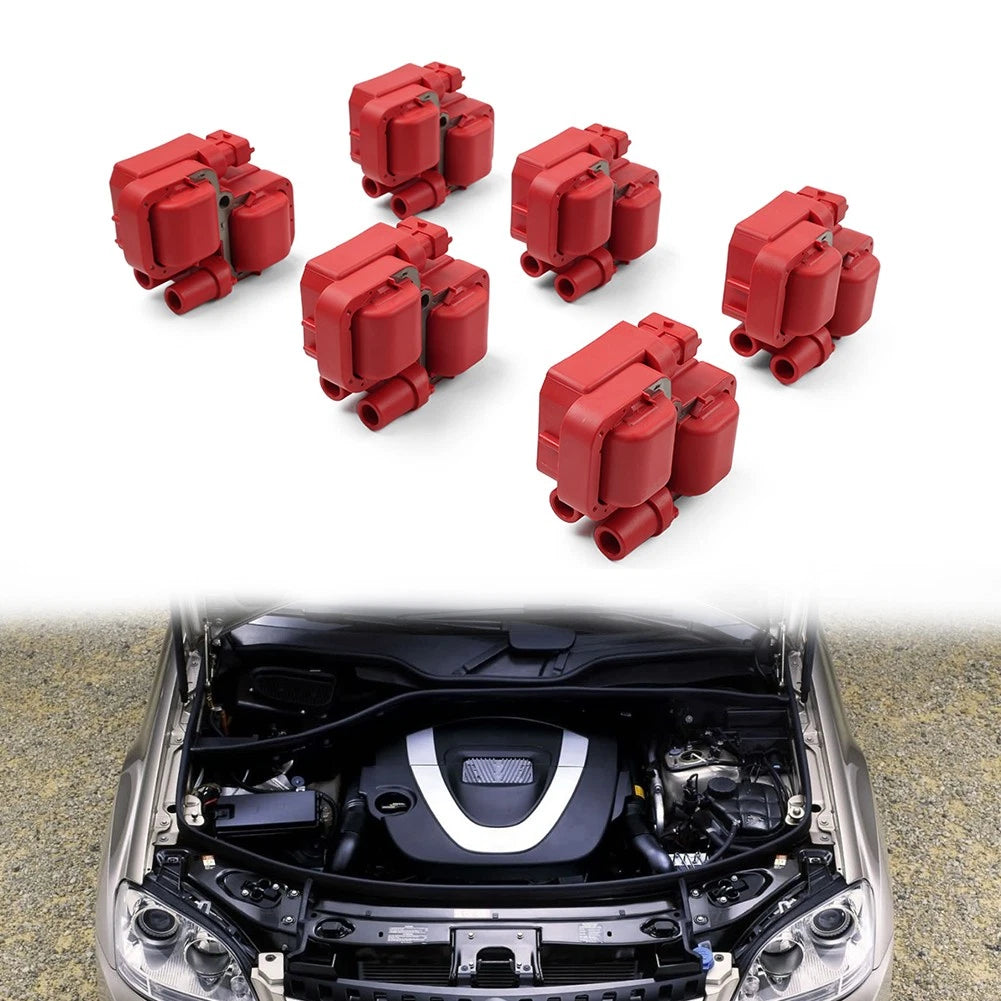 6x Ignition Coil Pack UF359 For Benz E320 ML320 C280 C240 S430 SL500 CLK320 Red