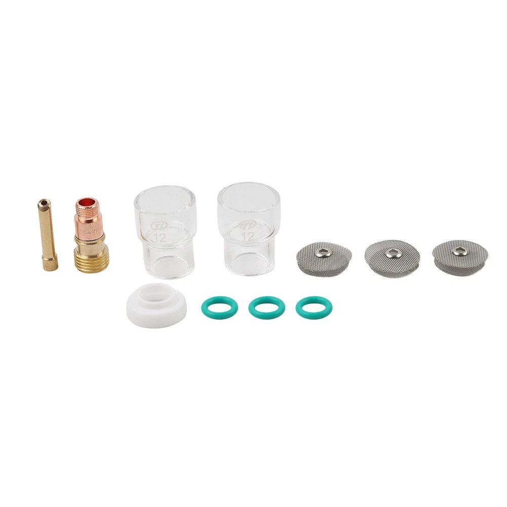 11pcs TIG Welding Torch Stubby Gas Lens #12 Pyrex Glass Cup Kit For WP-17/18/26