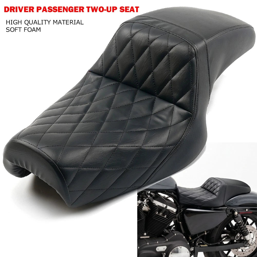 Two-up Seat For Harley Sportster Custom XL883C 2004-2010 For 2.3GAL-3.5GAL Tank