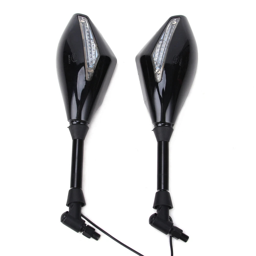Motorcycle LED Turn Signal Light Universal Indicator Rearview Side Mirrors 10mm