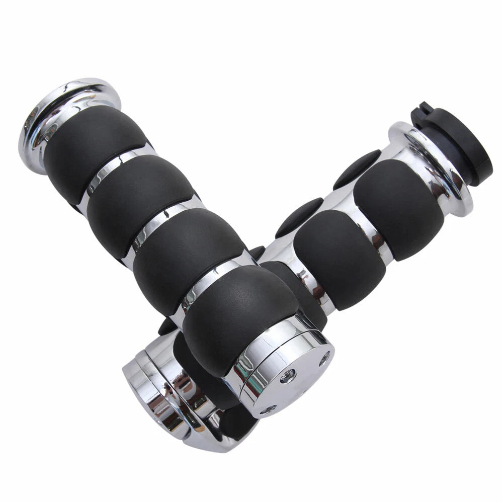 1" Motorcycle Chrome Handle Bar Hand Grips For Harley Touring Street Glide FLHX