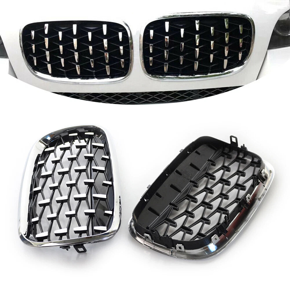 Front Kidney Grille Grill Diamond Style For BMW X5 E70 07-13 ABS Chrome 2pcs US