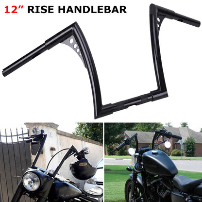 12" Rise Ape Hangers Handlebar Black For Harley Sportster 883 1200 XL FLST FXST