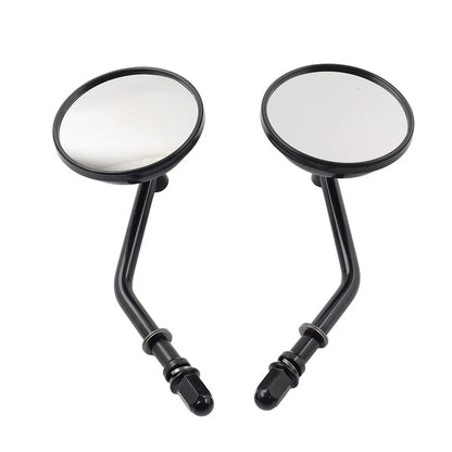 Motor Round Retro Rearview Side Mirrors For Harley Davidson Sporster 8mm Black
