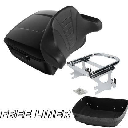 Black King Trunk Backrest Pad Mount Fit For Harley Road Glide King 97-08 99