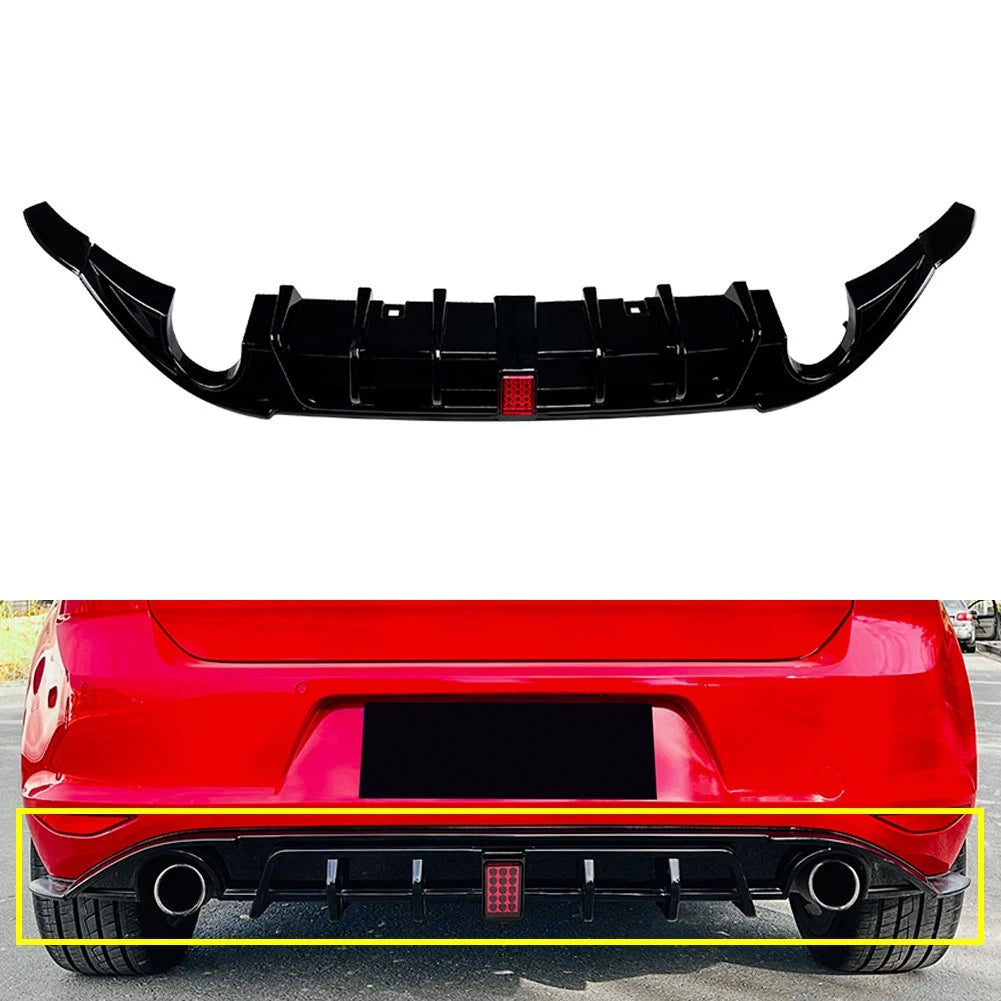 Glossy Black Rear Bumper Protector Spoiler Lip For VW Golf 7 Standard GTD 14-17