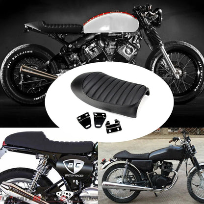 Universal Motorcycle Cafe Racer Seat Hump Saddle Black For Honda Yamaha Suzuki