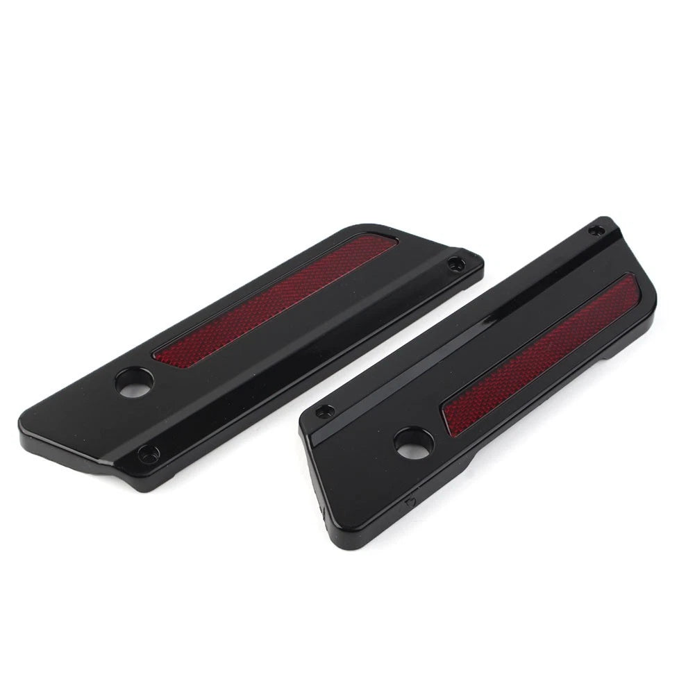 Saddlebag Latch Plate Cover With Red Reflectors For Harley Touring 1993-2013