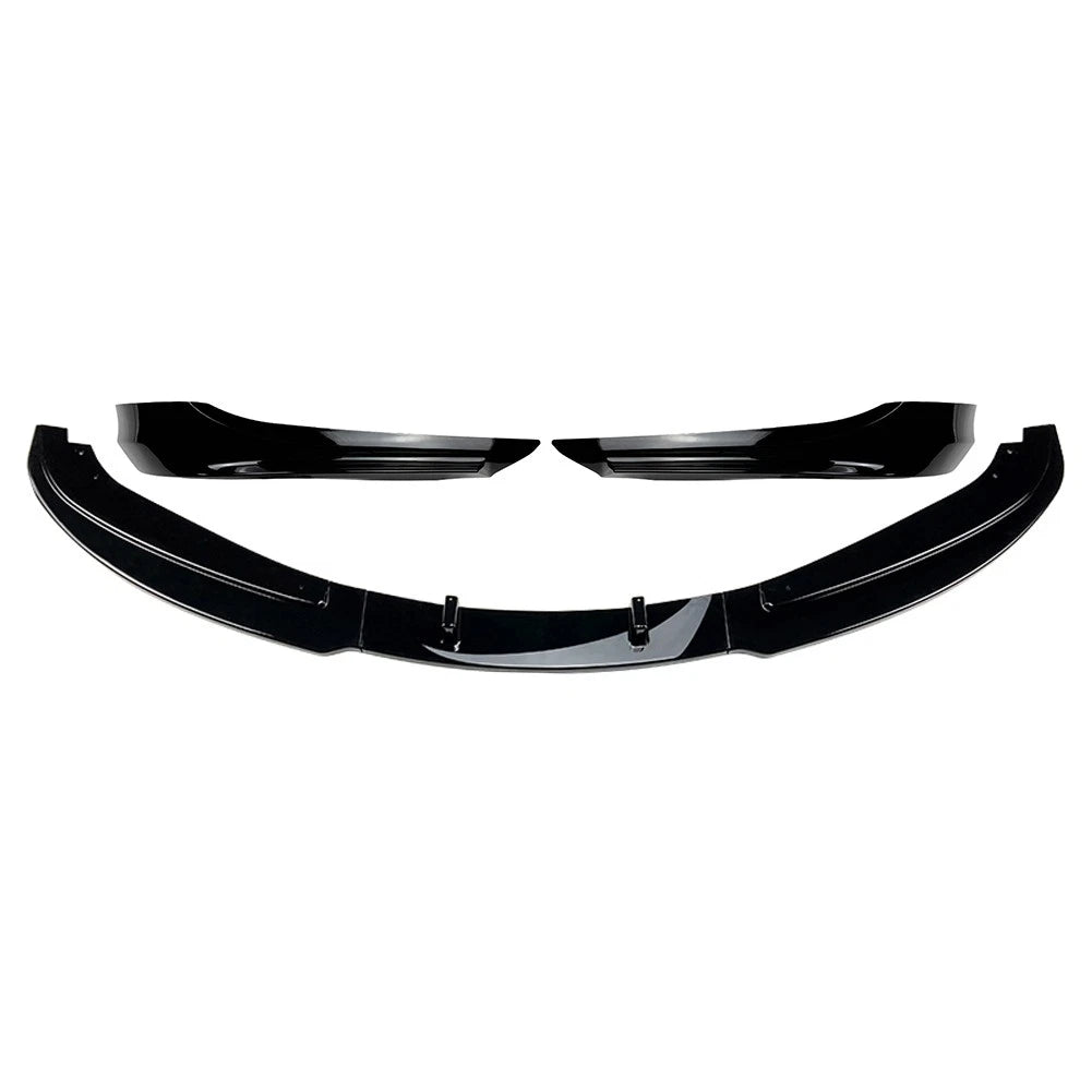 Front Bumper Spoiler Lip+Side Trim For BMW 3Series E90 4-Door Sedan Bright Black