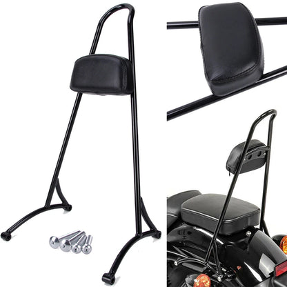 Detachable Sissy Bar Backrest Cushion Pad Black For Harley Sportster XL 883 1200