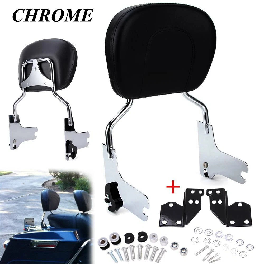 Passenger Sissy Bar Backrest+Front Docking Hardware Kit for Harley Touring 97-08
