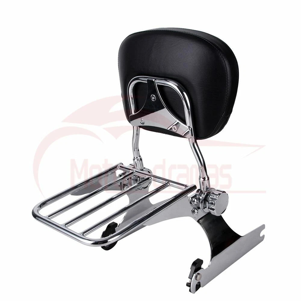 Passenger Adjustable Backrest Sissy Bar Luggage Rack For Harley Dyna FXD 2002-05