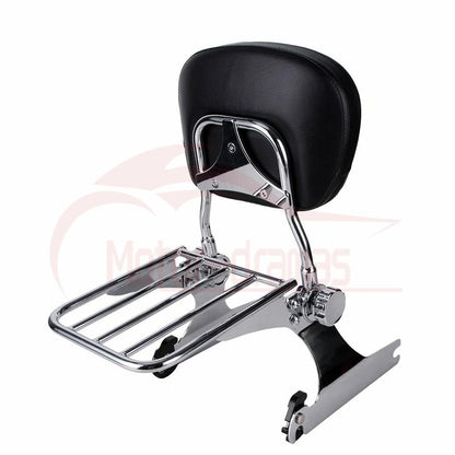 Passenger Adjustable Backrest Sissy Bar Luggage Rack For Harley Dyna FXD 2002-05