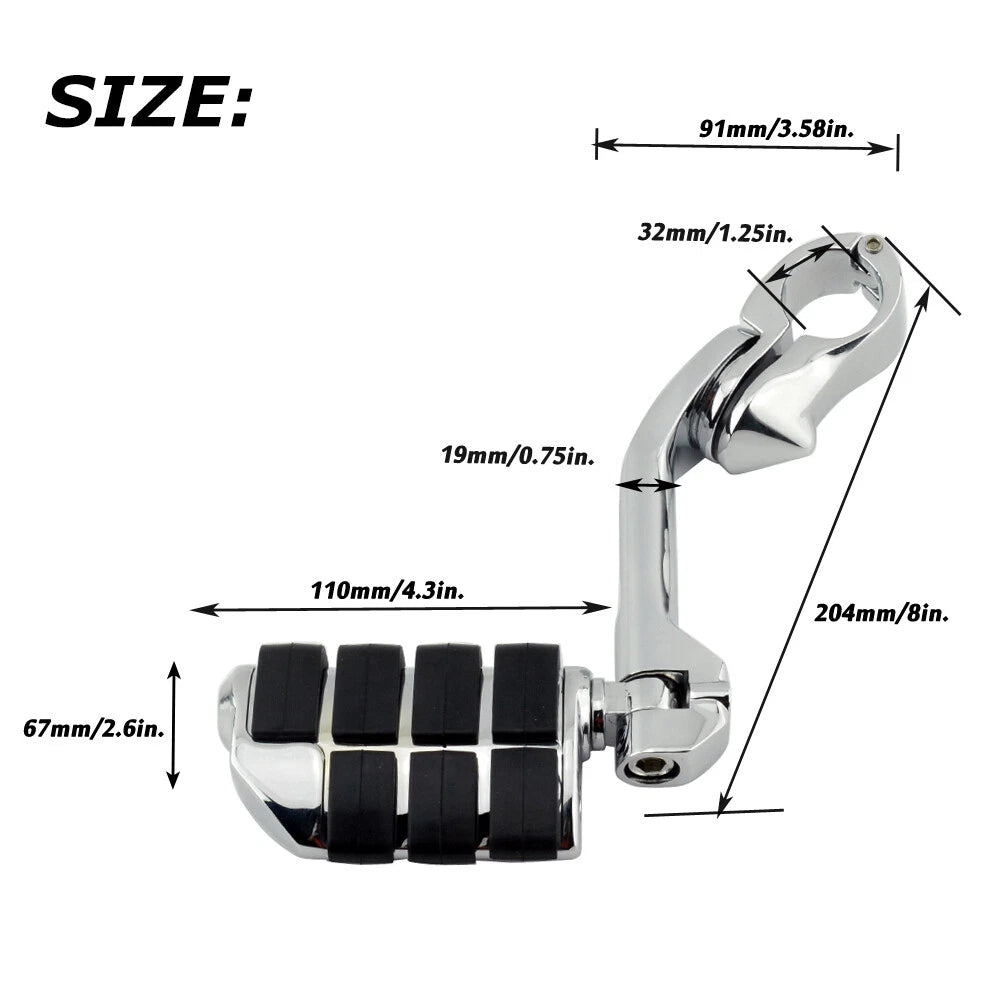Chrome Long Highway Foot Pegs Crash Bar For Harley Cruiser Motorcycle 1-1/4"