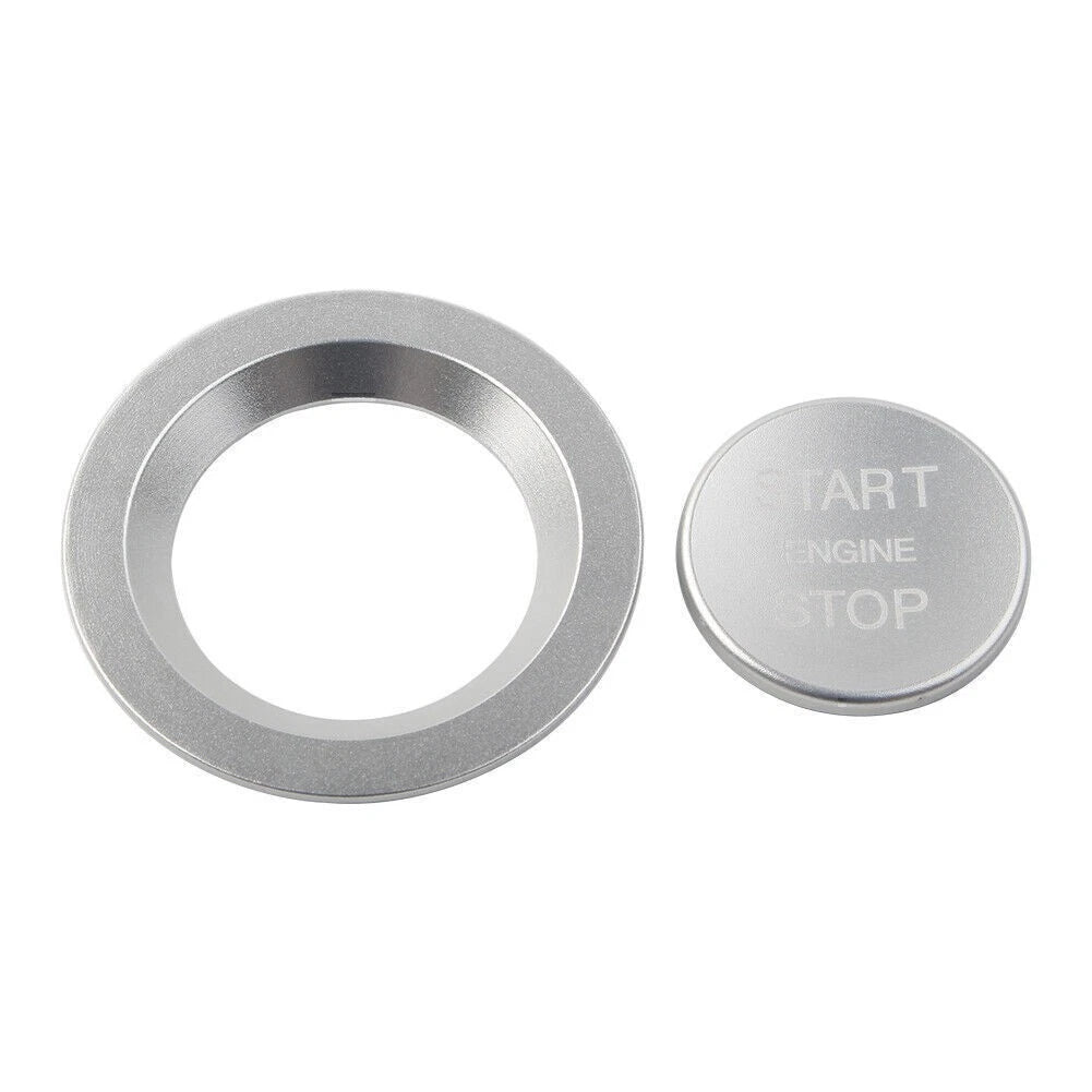 Silver Keyless Engine Push Start Button w/ Ring For Land Rover & Jaguar Ignition