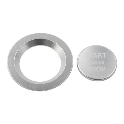 Silver Keyless Engine Push Start Button w/ Ring For Land Rover & Jaguar Ignition