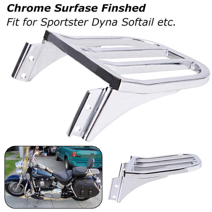 Chrome Sissy Bar Backrest Luggage Rack For Harley Heritage Softail Fatboy Dyna