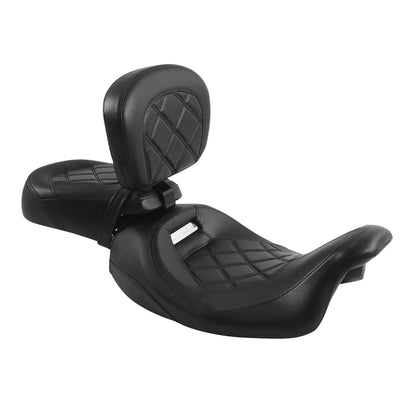 Black Driver Rider Passenger Seat &&Backrest Pad Fit For Harley Road Glide 09-23