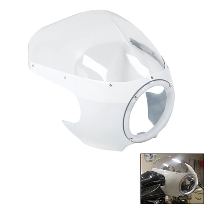 5 3/4" White Cafe Racer Headlight Fairing Windscreen Fit For Harley Sportster XL