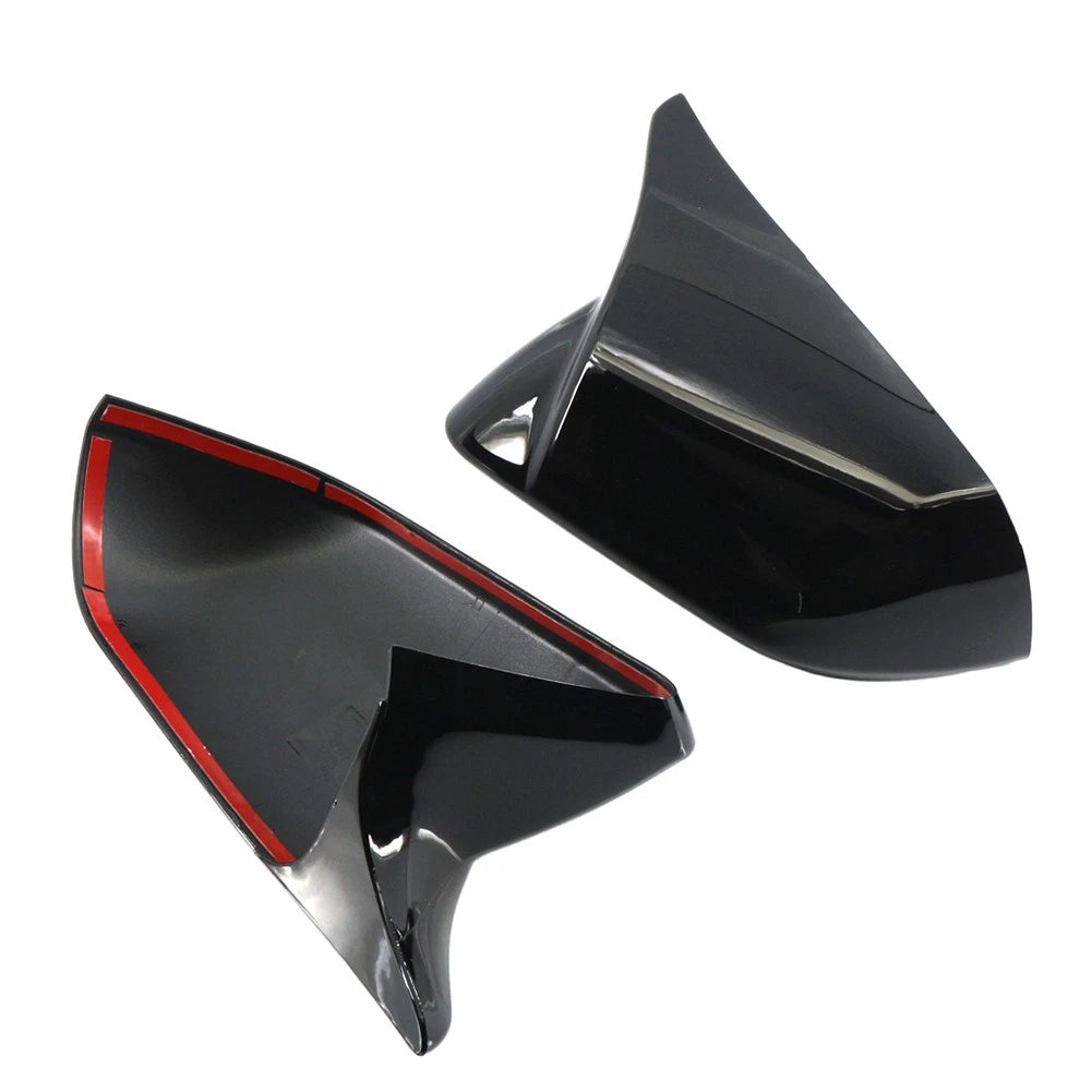 Rearview Side Mirror Cover Caps Glossy Black For Ford Mustang 2015-2023