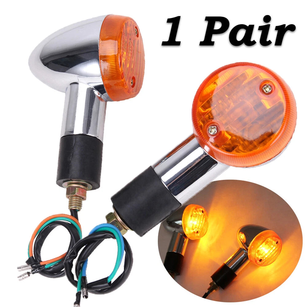 2 Motorcycle Bullet Turn Signal Light Indicators Blinkers Amber For Harley Honda