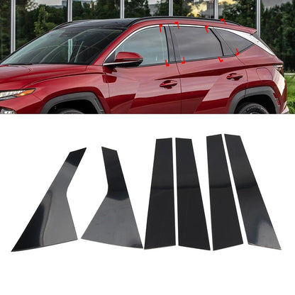 Door Window Pillar Post Cover Trim Kit Black For Hyundai Tucson NX4 2021-2023