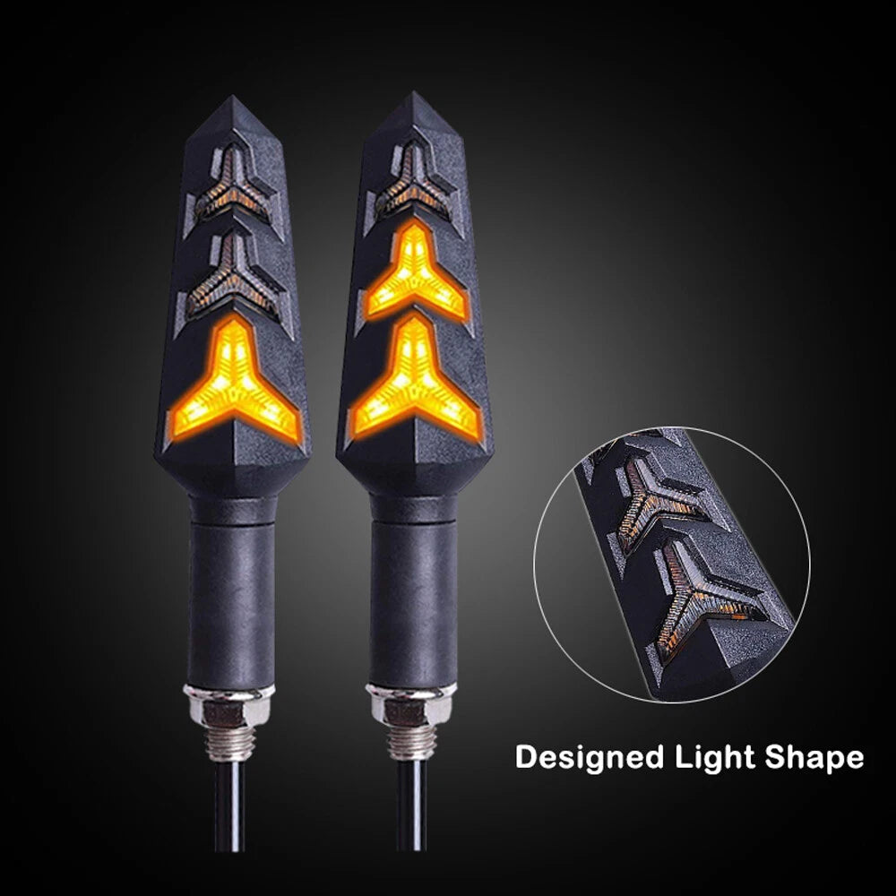 4PCS UNIVERSAL FLOWING MOTORCYCLE LED TURN SIGNAL INDICATOR BLINKER AMBER LIGHT