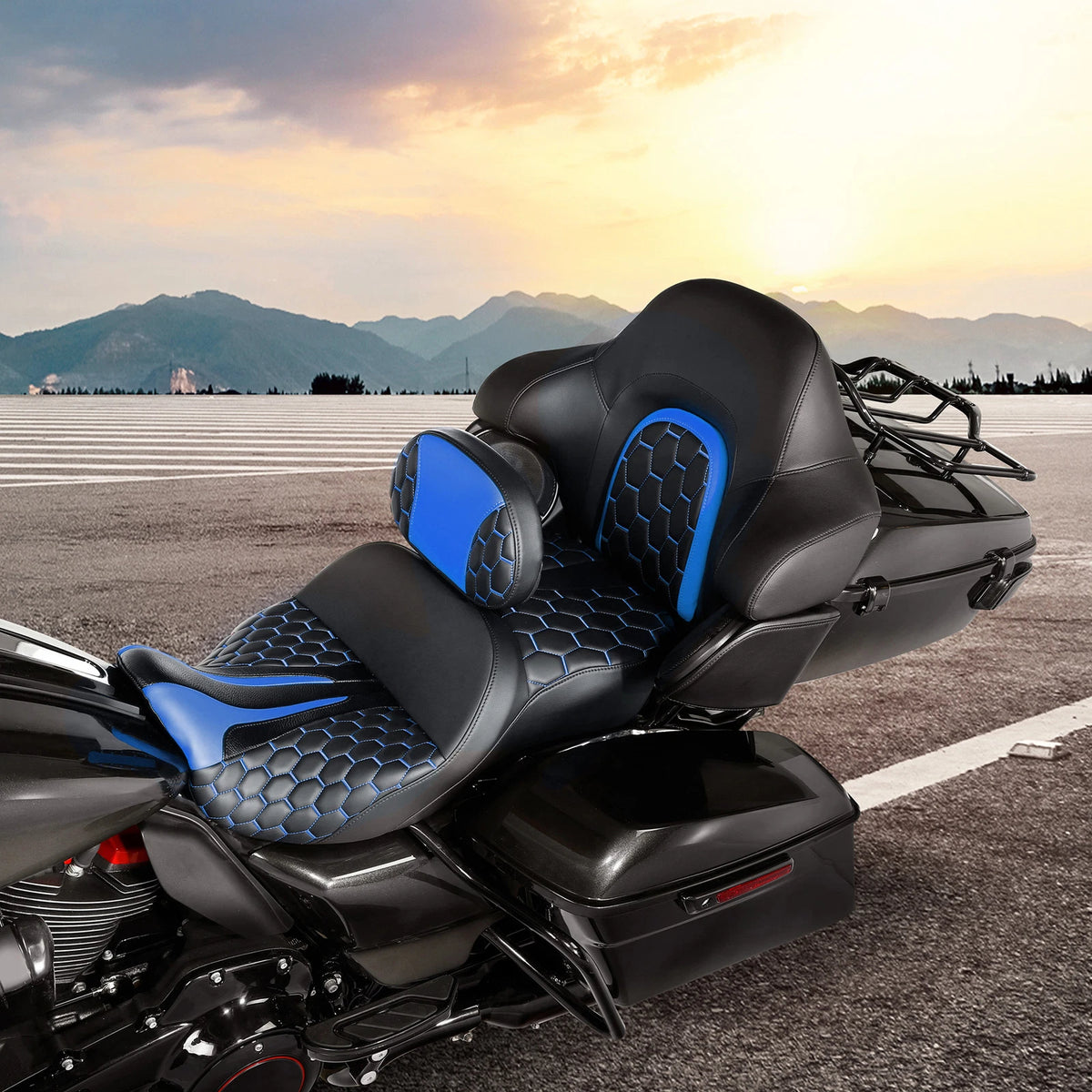 Rider Driver Backrest For Harley Electra Street Road Glide 1988-Up 89 Black Blue