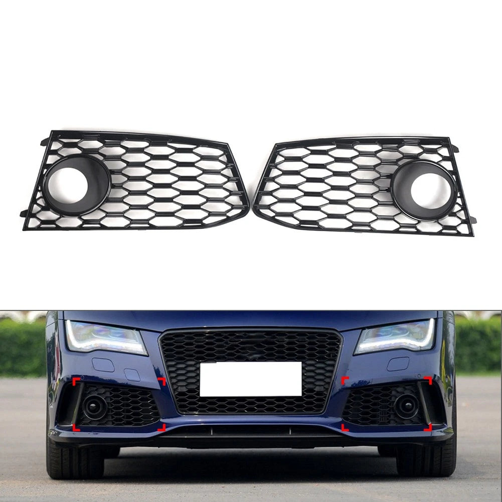 Front Bumper Fog Light Frame Grille Cover For Audi RS7 2014-2018