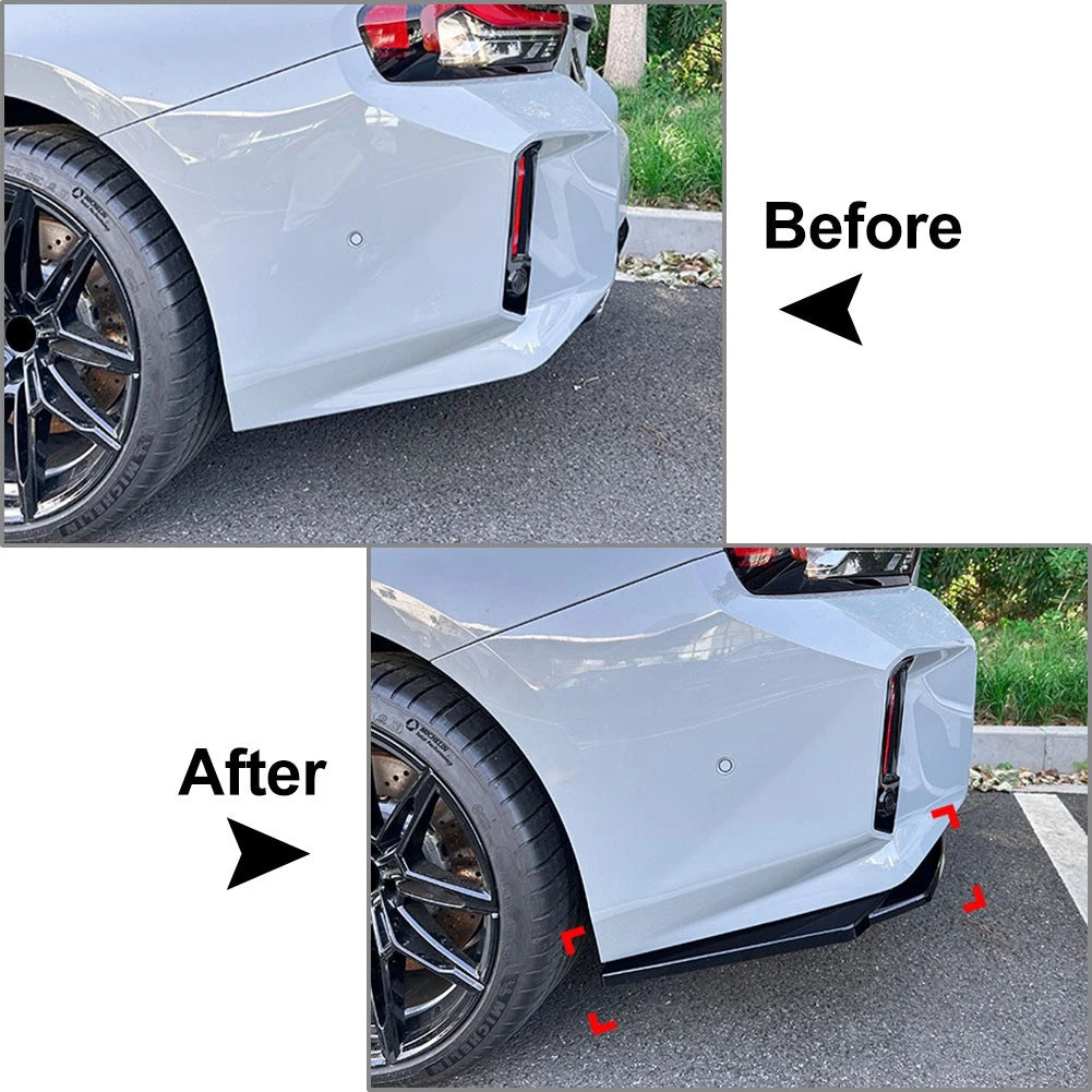 2pcs Carbon Black Rear Bumper Side Spoiler Lip For BMW 2 Series M2 G87 2023-2024
