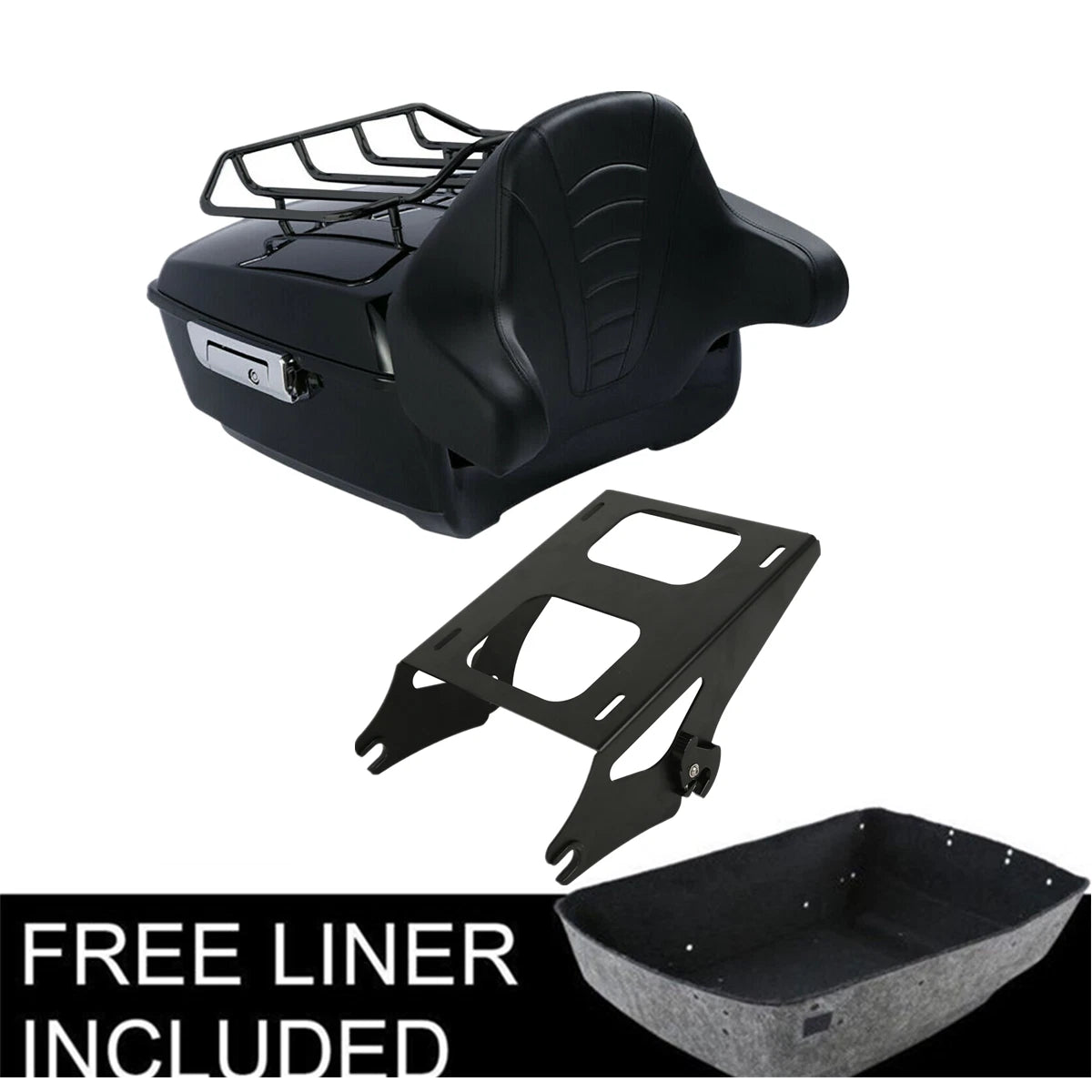 King Trunk Mount Rack Backrest Pad Fit For Harley Touring 14-25 US