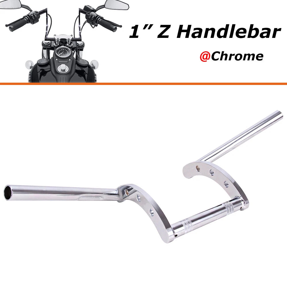 Chrome Drag Handlebar 1" Z Bars For Harley Sportster XL 883 1200 Softail Dyna US