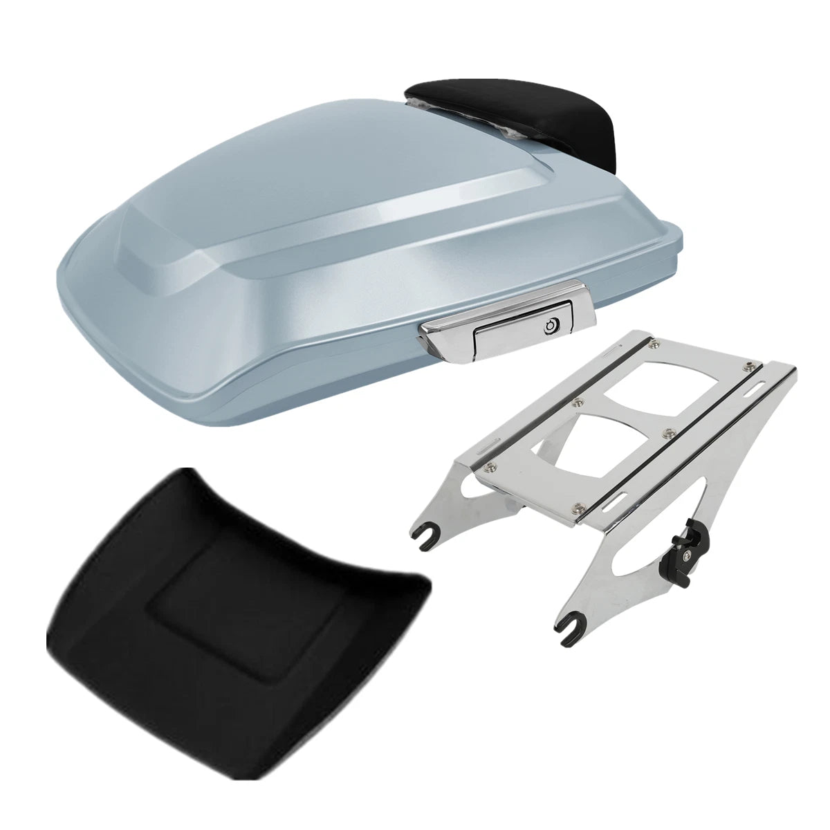 Silver Razor Trunk Backrest Pad Mount Rack For Harley Touring Road Glide 2014-25