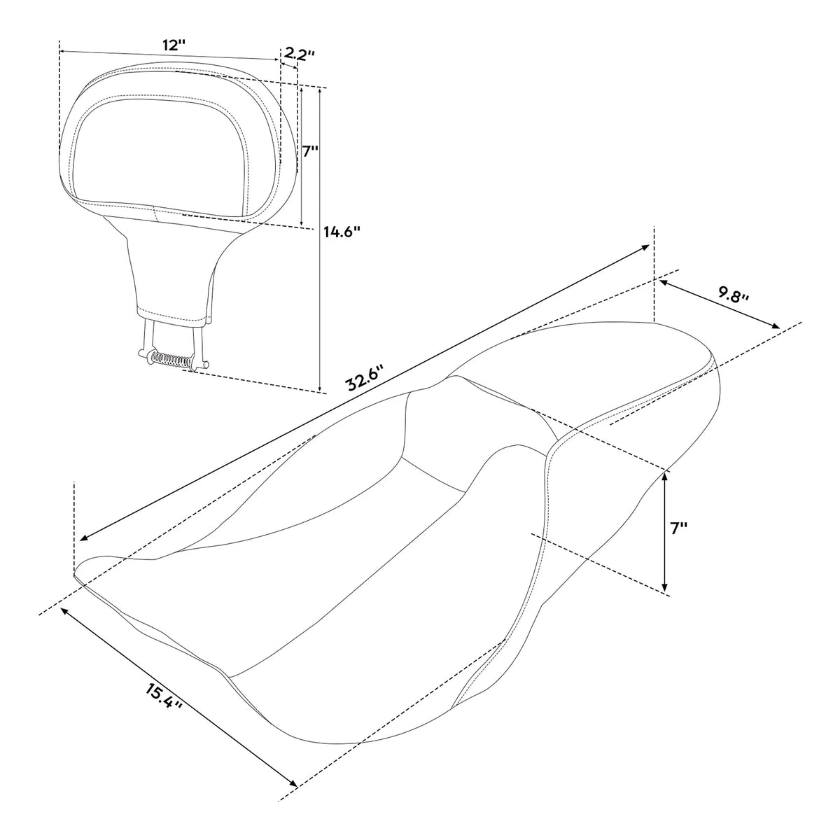 Black Driver Passenger Seat Rider Backrest Pad For Harley Electra Glide 2009-23