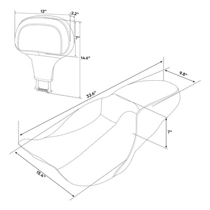 Black Driver Passenger Seat Rider Backrest Pad For Harley Electra Glide 2009-23