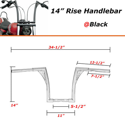 14" Rise Handlebars Ape Hanger Bars For Harley Touring Sportster XL Softail Dyna