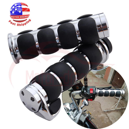 1" Motorcycle Handlebar Hand Grips w/ Throttle For Harley Honda Kawasaki Suzuki