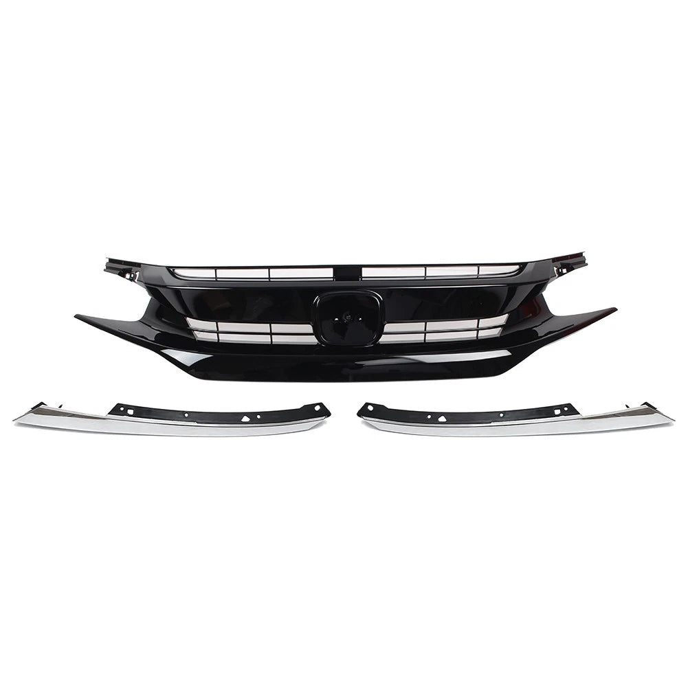 1 Set Front Upper Grille Grill For Honda Civic Coupe Sedan 2016-2018 US Stock