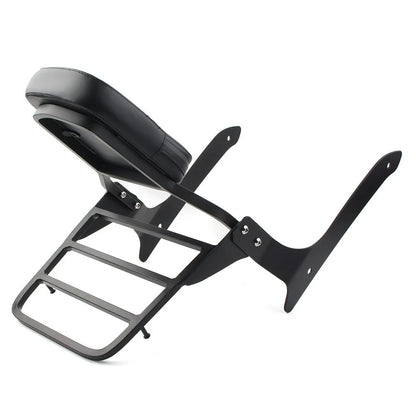 Black Backrest Sissy Pad & Luggage Rack For Yamaha XVS1300A V Star 1300 2007-15