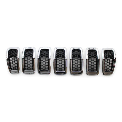 Honeycomb Front Grille Inserts Grill Cover Trim Chrome Fit Jeep Cherokee 2014-18