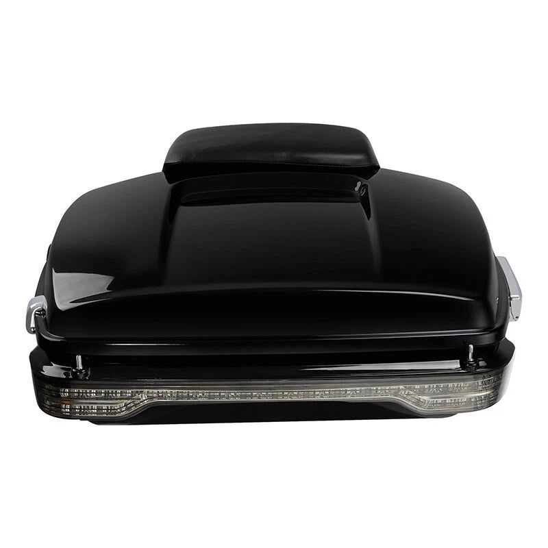 Chopped Trunk Backrest Pad LED Tail Light Fit For Harley Road Glide King 2014-26