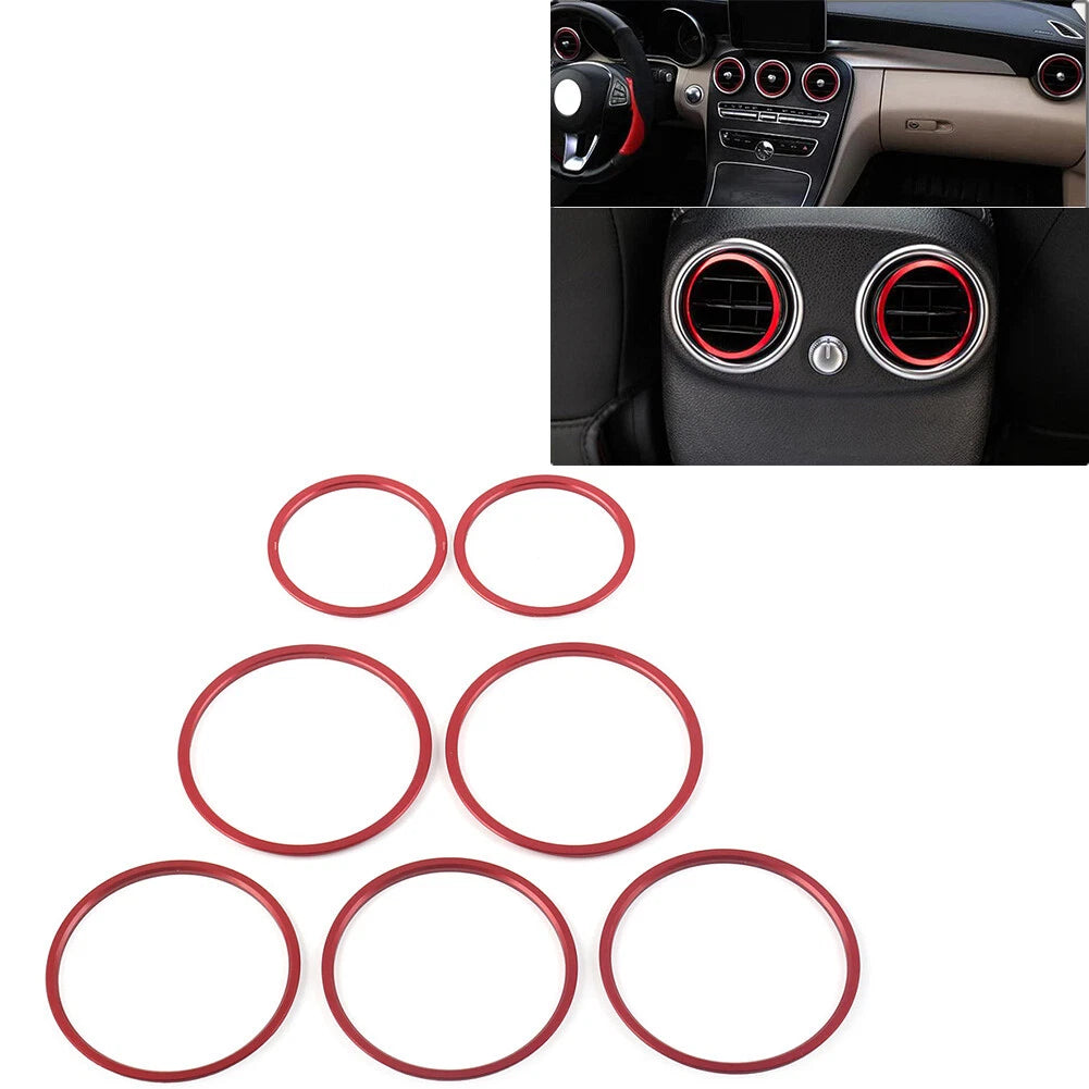 For Mercedes Benz C Class W205 AC Air Vent Outlet Inner Ring Cover Trim Red 7Pcs