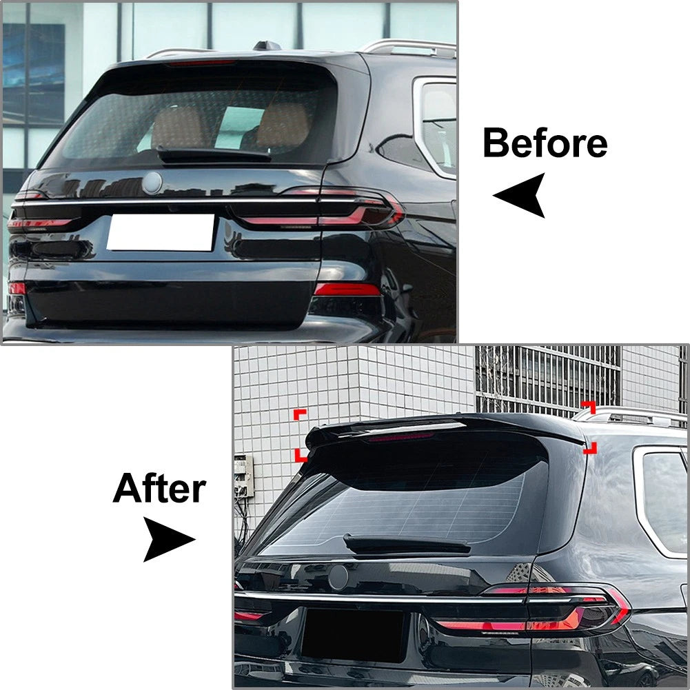 1x Rear Roof Tailgate Upper Spoiler Wing Lip For BMW X7 G07 2019-24 Glossy Black