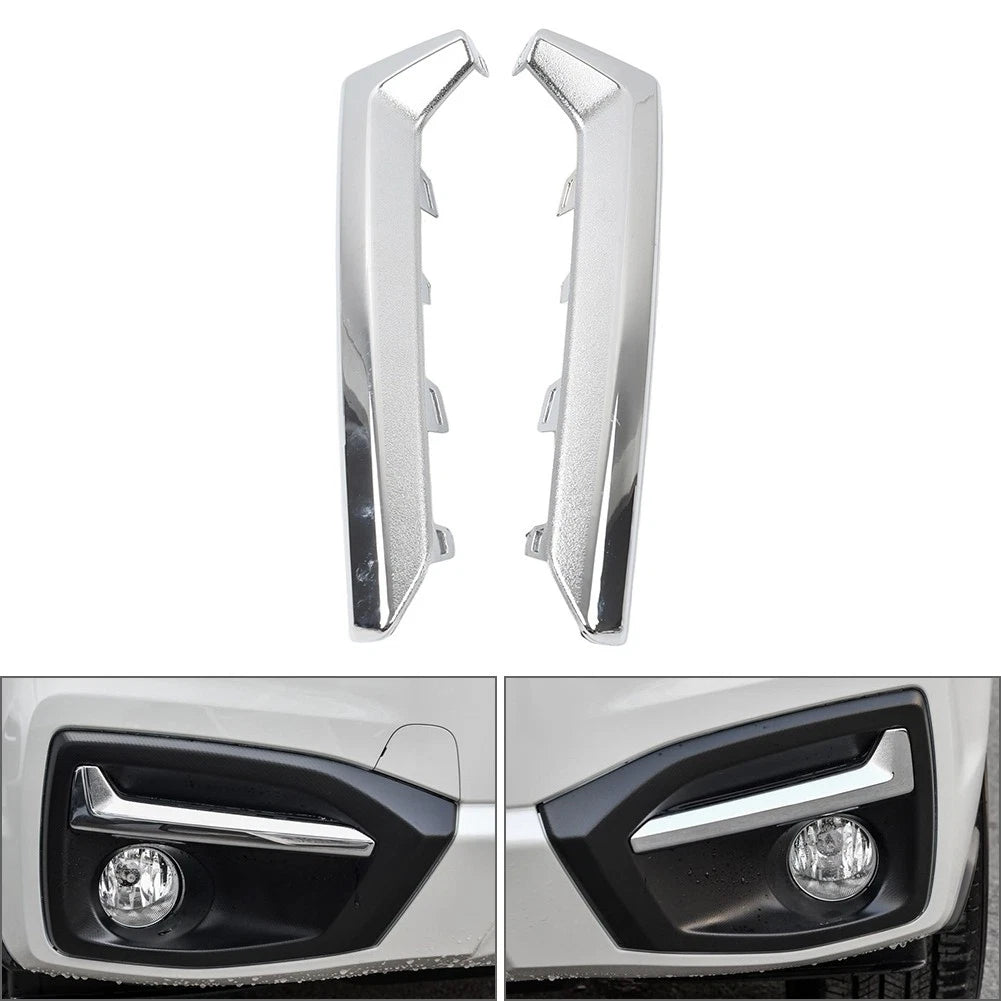 1Pair Fog Light Trim Fog Light Molding Trim Chrome For Subaru Forester 2017-18