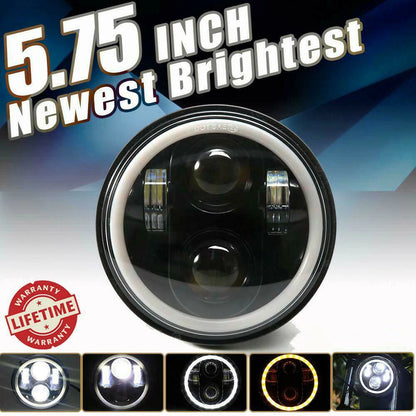 5-3/4 5.75 inch Round LED Headlight Halo Car Motorcycle DRL for Harley Dyna