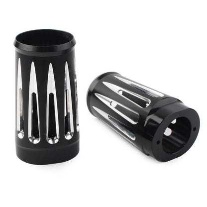 1 Pair Black Fork Boot Slider Cover Cow Bell For Harley Touring FL 1986-2013