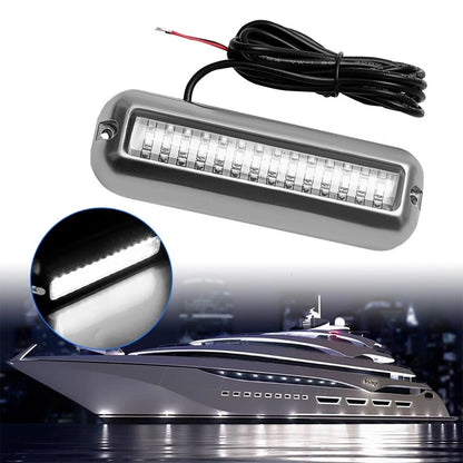 2X 42LED White Marine Boat Transom Lights Stainless Steel Underwater Pontoon 12V